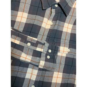 Mens M The Normal Brand Grey White Orange Plaid  Button Down Shirt Long Sleeve